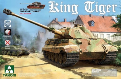 King Tiger Sd.Kfz.182 PORSCHE TURRET / Full Interior w/new track 1/35 - Takom