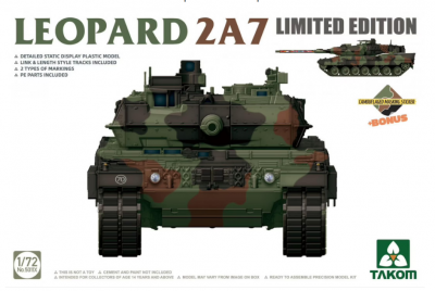 Plastic Model New 1:72 German Leopard 2A7 MBT Tank Winter Camouflage Metal 