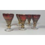 Likérovky - Bohemia Glass - rubínové sklo zlatě zdobené - 6ks - Retro