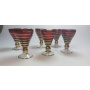 Likérovky - Bohemia Glass - rubínové sklo zlatě zdobené - 6ks - Retro