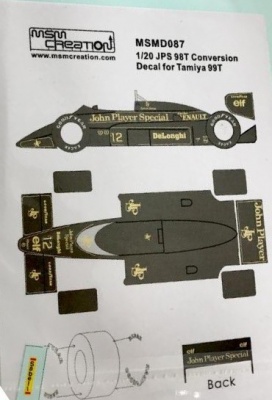 Lotus 98T JPS conversion decal for Tamiya 99T 1/20 - MSM Creation