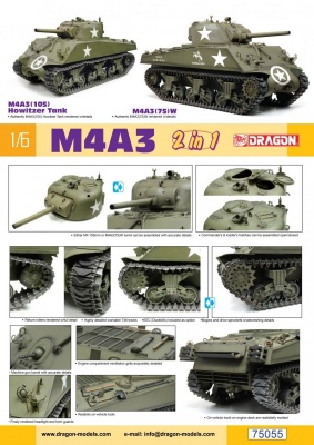 M4A3 105mm Howitzer Tank / M4A3(75)W (2 in 1) (1:6) - Dragon