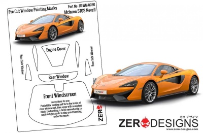 McLaren 570S Pre Cut Window Painting Masks (Revell) - Zero Paints