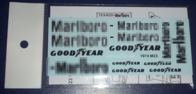 Mclaren M23 1974 Supplementary Decal 1/12 - MSM Creation