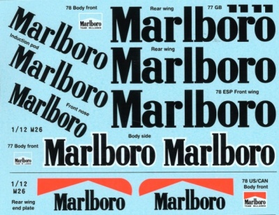 McLaren M26 Supplementary Decal 1/12 - MSM Creation