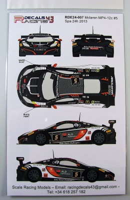 McLaren MP4/12C #5 Spa 24h 2013 - Racing Decals 43