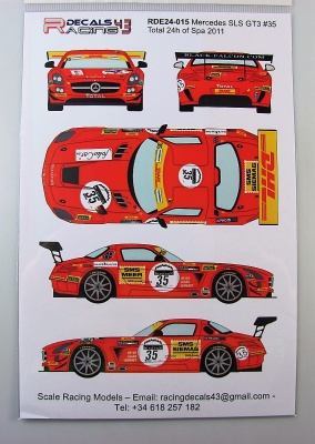 Mercedes SLS GT3 #35 Spa 24h Black Falcon Racing 2011 - Racing Decals 43