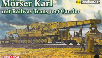 Model Kit military 14132 - Morser Karl mit Railway Transporter Carrier (1:144) - Dragon