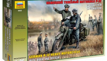 Model Kit military 3632 - German R-12 Heavy Motorcycle with Rider (1:35) - Zvezda