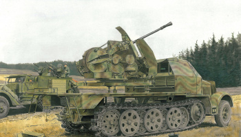 Model Kit military 6553 - SD.KFZ.7 w/3.7 cm FLAK 43 AUF SELBSTFAHRLAFETTE (SMART KIT) (1:35) - Dragon