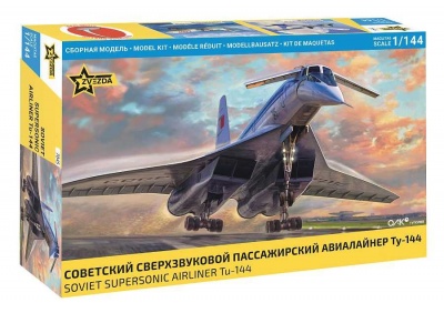 Model Kit letadlo 7045 - Tu-144 Supersonic civilian aircraft (1:144) - Zvezda