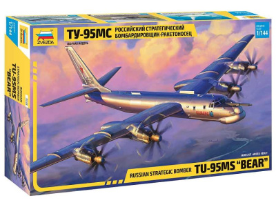 Model kit letadlo - Tu-95 Soviet turboprop strategic bomber (1:144) - Zvezda