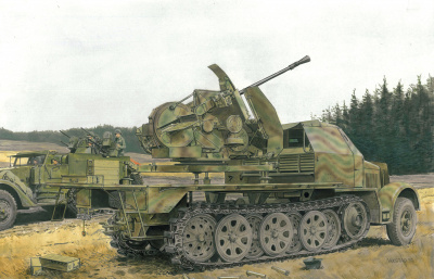 Model Kit military 6553 - SD.KFZ.7 w/3.7 cm FLAK 43 AUF SELBSTFAHRLAFETTE (SMART KIT) (1:35) - Dragon