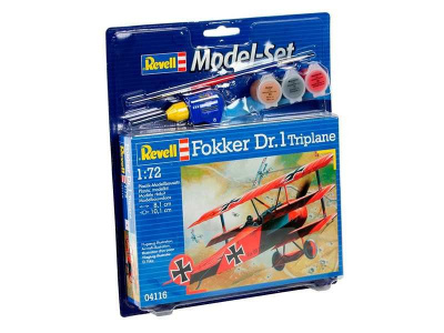 ModelSet letadlo 64116 - FOKKER DR.1Triplane (1:72) - Revell