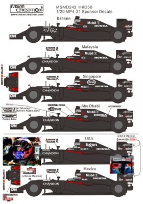 MP4-31 Sponsor Decals 1/20 - MSM Creation