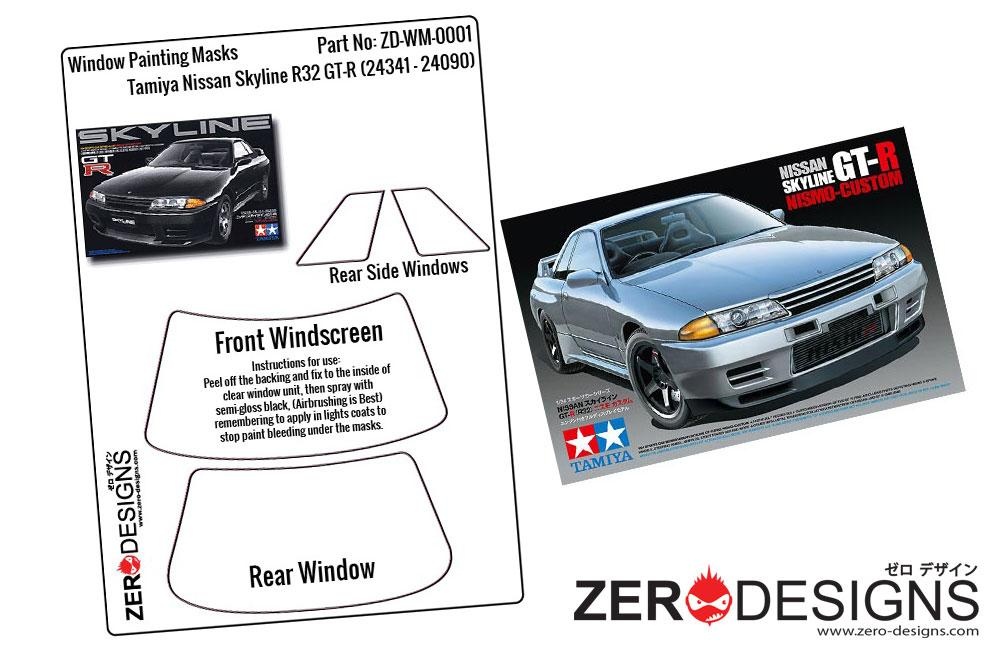 Nissan Skyline R32 GT-R Window Painting Masks (Tamiya) - Zero