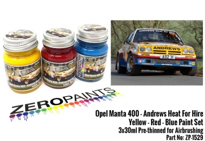 Opel Manta 400 Group B - Andrews Heat for Hire - Yellow, Red and Blue Paint Set 3x30ml - Zero Paints