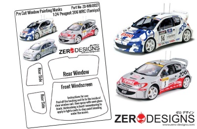 Peugeot 206 WRC Pre Cut Window Painting Masks (Tamiya) - Zero Paints