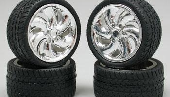 Cyclone Chrome Rims with Tires 4 - Pegasus Hobbies