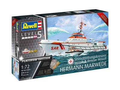 Maquette Revell - DGZRS Hermann Marwede - Bateau De Sauvetage Allemand - Échelle 1:144 - Peintures, Colle Et Pinceau Inclus