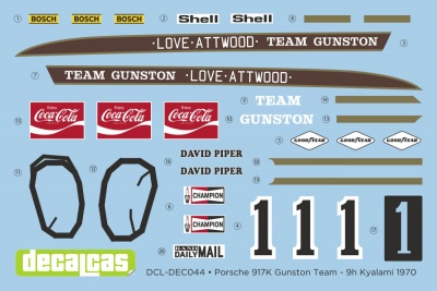 Porsche 917K Team Gunston 1:24 - Decalcas