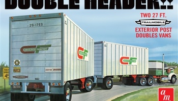 "DOUBLE HEADER" TANDEM VAN TRAILERS 1:25 SCALE MODEL KIT - AMT