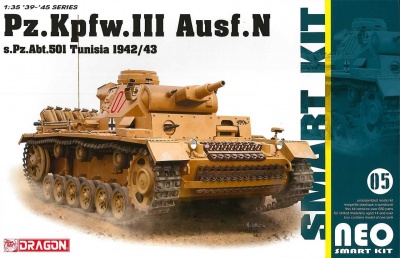 Pz.Kpfw.III Ausf.N s.Pz.Abt.501 Tunisia 1942/43 (Neo Smart Kit) (1:35) Model Kit military 6956 - Dragon