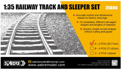 Railway Track & Sleeper Set (2 x 35,71 cm) 1/35 - Sabre Model