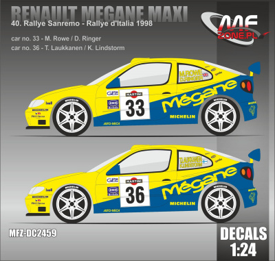 Renault Megane Maxi Rally Sanremo 1998  #33 Rowe, #36 Laukkanen - MF-Zone