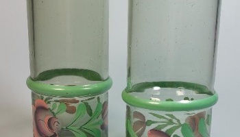 Skleničky ručně malované - Selská světnička - 2 ks - Retro