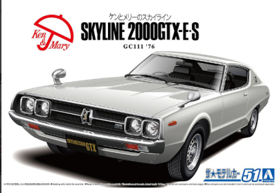 SLEVA 150,- Kč 25%  DISCOUNT - Nissan GC111 Skyline HT2000 GTX E S 1976 1/24 - Aoshima