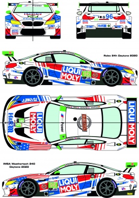 SLEVA 20%  DISCOUNT - BMW M6 GTD 96 Rolex 24h of Daytona 2020 / IMSA Weathertech 240 at Daytona 2020 1/24 - Racing Decals 43