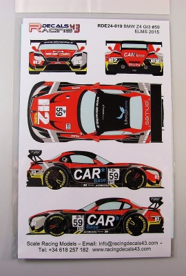SLEVA  20% DISCOUNT - BMW Z4 GT3 #59 ELMS San Marino 2015 - Racing Decals 43