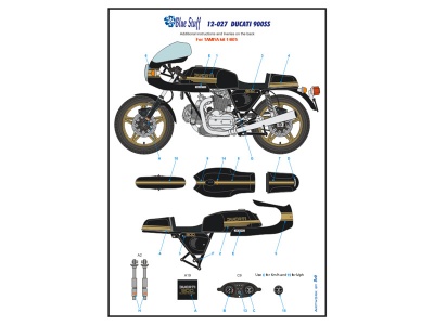 SLEVA 20% DISCOUNT - DUCATI 900SS 1/12 Decals - Blue Stuff