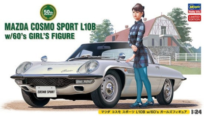 SLEVA 200,-Kč 22% DISCOUNT - Mazda Cosmo Sport L10B w/60's Girl's Figure 1/24 - Hasegawa