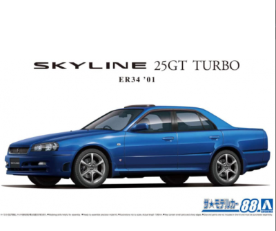 SLEVA 226,-Kč 30% DISCOUNT - Nissan ER34 Skyline 25GT Turbo 2001 1/24 - Aoshima
