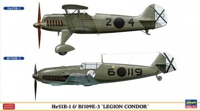SLEVA 236,-Kč 30% DISSCOUNT - He51B-1/ Bf109E-3 'Legion Condor' 1/72 - Hasegawa