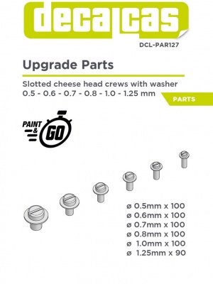 Slotted cheese head screws with washer 0.5 - 1.25 mm 1/24 - Decalcas