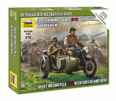 Soviet M-72 Sidecar Motorcycle w/Crew (1:72) - Zvezda