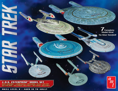 Star Trek USS Enterprise Set: NX01, NCC1701, NCC1701 Refit, NCC1701B/C/D/E (7 Snap Kits) 1/2500 - AMT