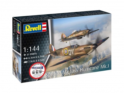 Starter Kit letadlo 73771 - Spitfire Mk.Ia & Hurricane Mk.I (1:144) - Revell