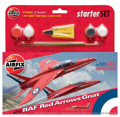 Starter Set letadlo A55105 - Red Arrows Gnat (1:72)