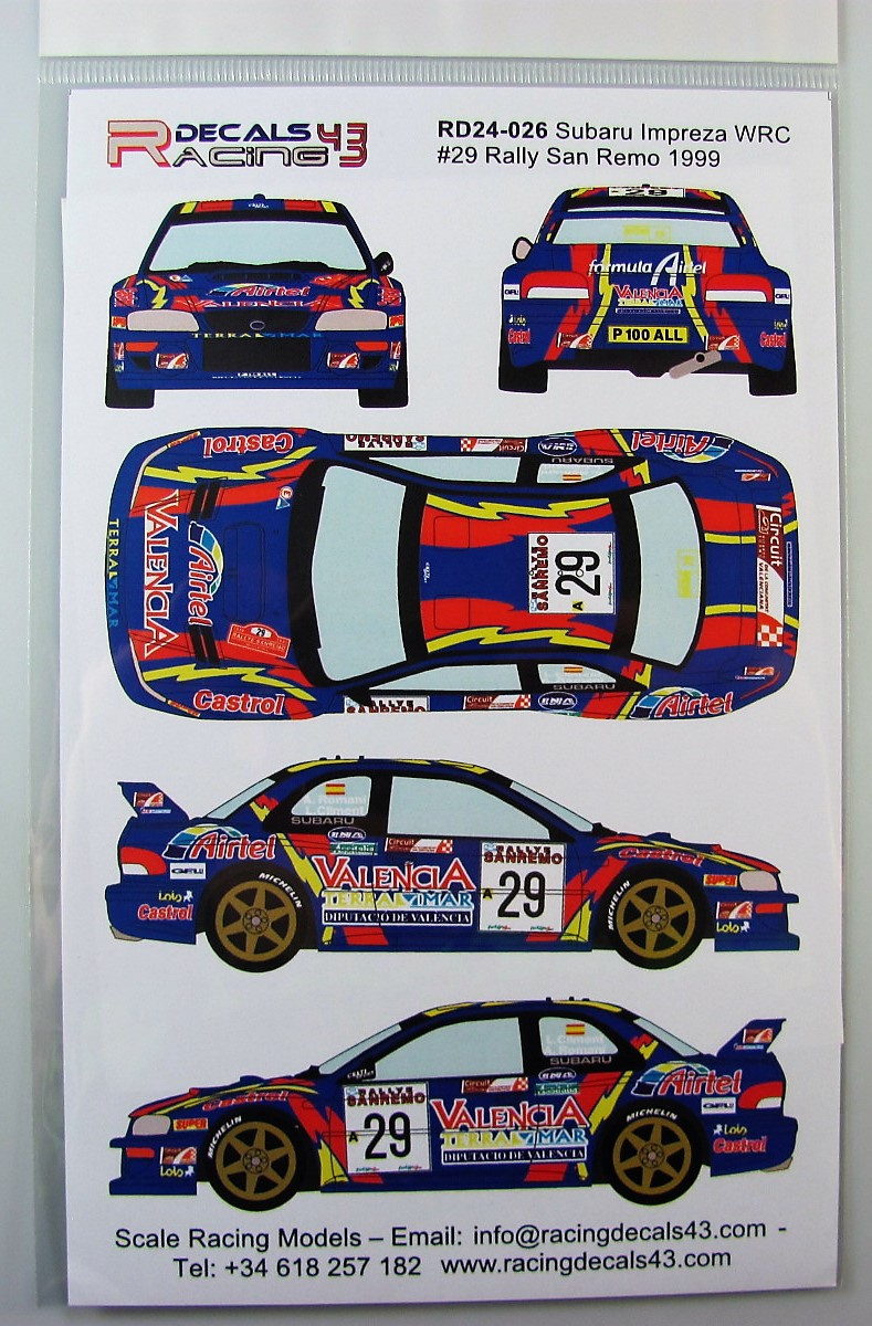 DECALS 1/18 REF 842 SUBARU IMPREZA WRC SARRAZIN TOUR DE CORSE 2004 RALLYE RALLY 