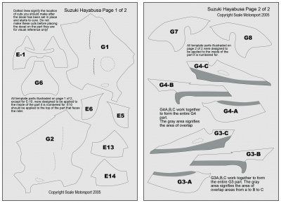 Suzuki Hayabusa GSX1300R Motorcycle Carbon Fiber Template Decal Set - Scale Motorsport