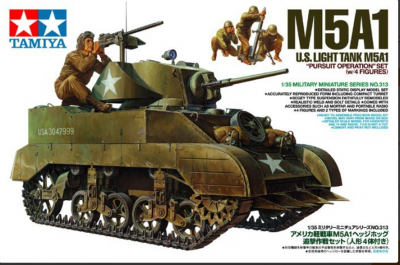 U.S. Light Tank M5A1 Pursuit Operation Set (w/4 Figures) (1:35) - Tamiya