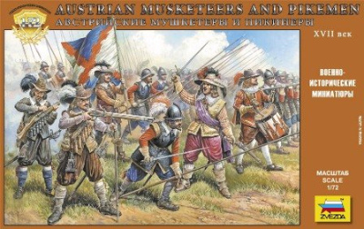 Wargames (AoB) figurky 8061 - Austrian Musketers and Pikeman (1:72) - Zvezda