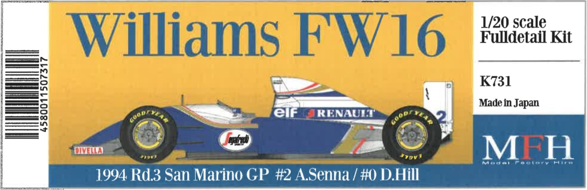 Williams FW16 San Marino GP Fulldetail Kit 1/20 - Model Factory ...