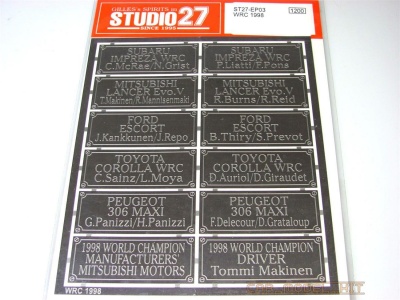 WRC 1998 Driver's name plate - Studio27