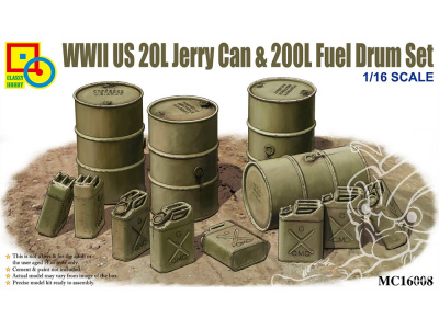 WWII US 20L Jerry Can & 200L Fuel Drum Set 1:16 - Classy Hobby
