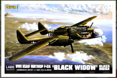 WWII USAAF Northrop P-61A 'Black Widow' Glass Nose /w New Tools Parts 1/48 - G.W.H.